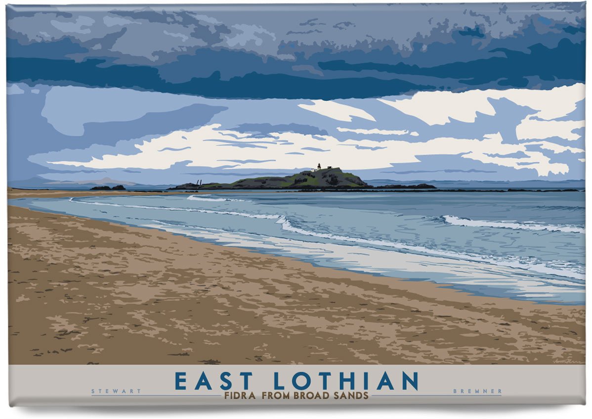 East Lothian: Fidra From Broad Sands – magnet - natural - Indy Prints by Stewart Bremner