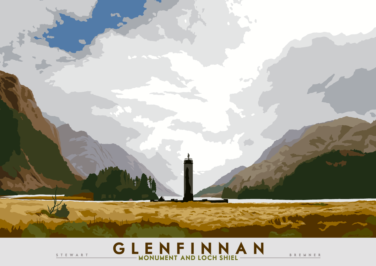 Glenfinnan: Monument and Loch Shiel – poster - natural - Indy Prints by Stewart Bremner