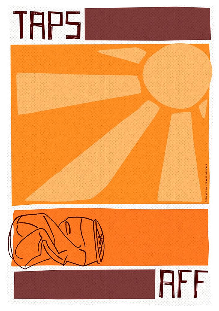 Taps aff – poster - orange - Indy Prints by Stewart Bremner