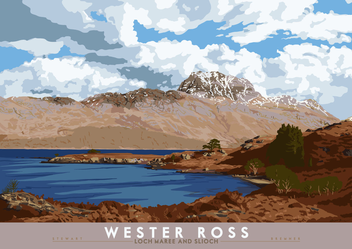 Wester Ross: Loch Maree and Slioch – poster - natural - Indy Prints by Stewart Bremner