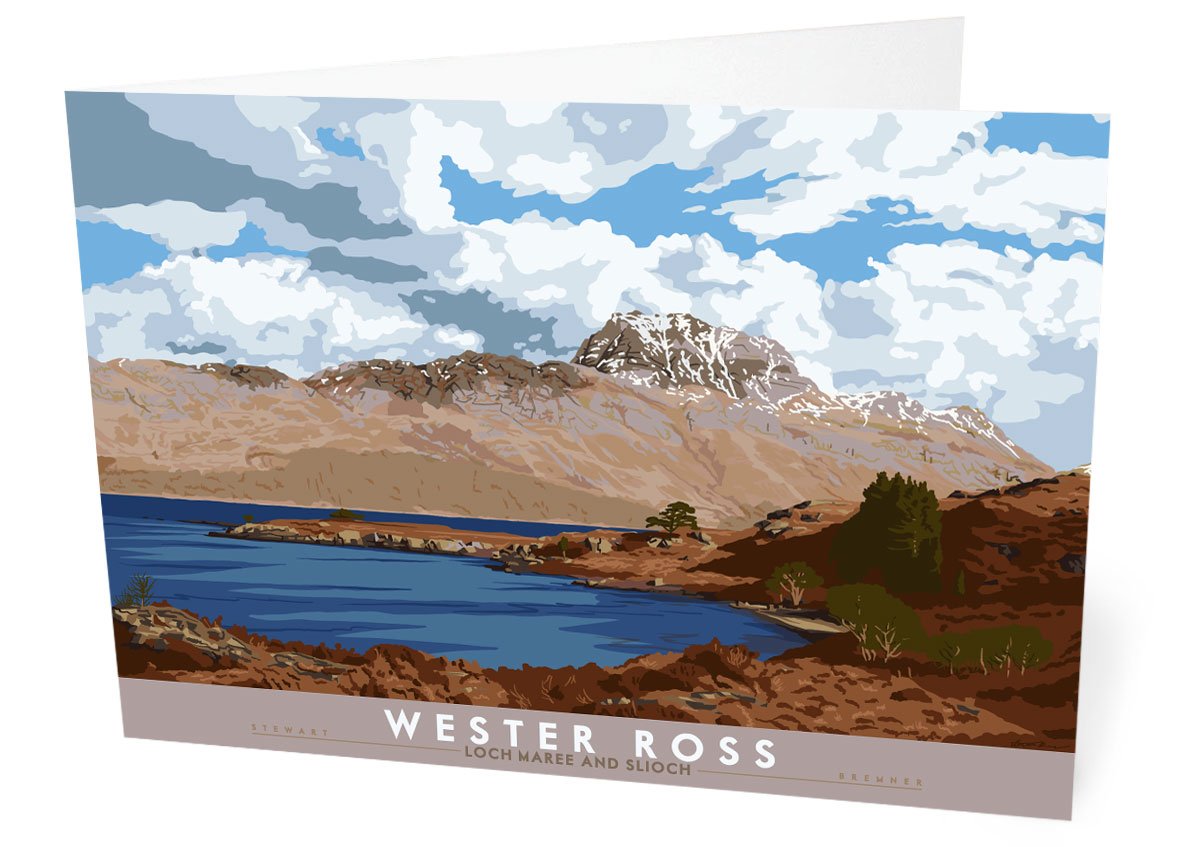 Wester Ross: Loch Maree and Slioch card - natural - Indy Prints by Stewart Bremner