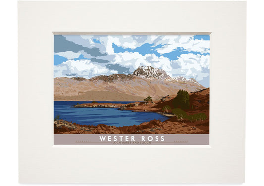 Wester Ross: Loch Maree and Slioch – small mounted print - natural - Indy Prints by Stewart Bremner