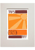 Taps aff – small mounted print - orange - Indy Prints by Stewart Bremner