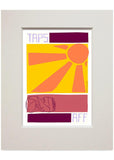 Taps aff – small mounted print - yellow - Indy Prints by Stewart Bremner