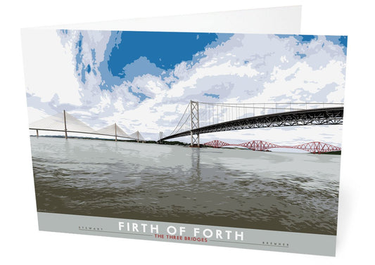 Firth of Forth: The Three Bridges – card - natural - Indy Prints by Stewart Bremner