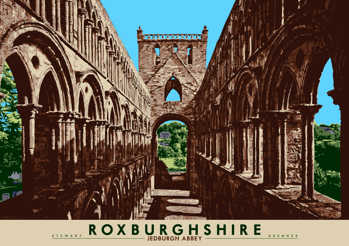 Roxburghshire: Jedburgh Abbey – poster - natural - Indy Prints by Stewart Bremner
