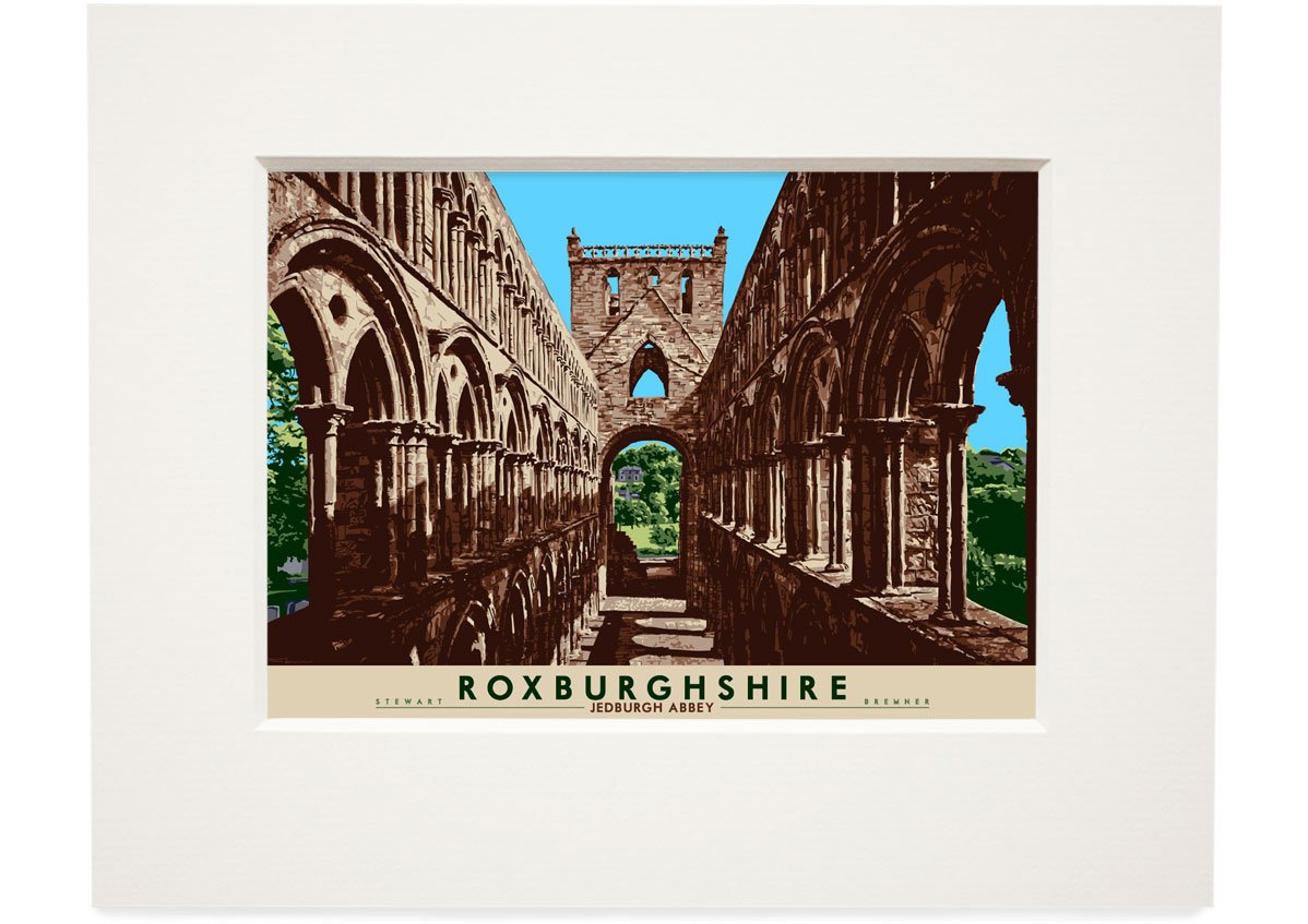 Roxburghshire: Jedburgh Abbey – small mounted print - natural - Indy Prints by Stewart Bremner