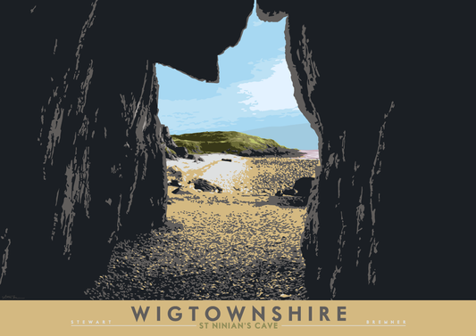 Wigtownshire: St Ninian’s Cave – poster - natural - Indy Prints by Stewart Bremner