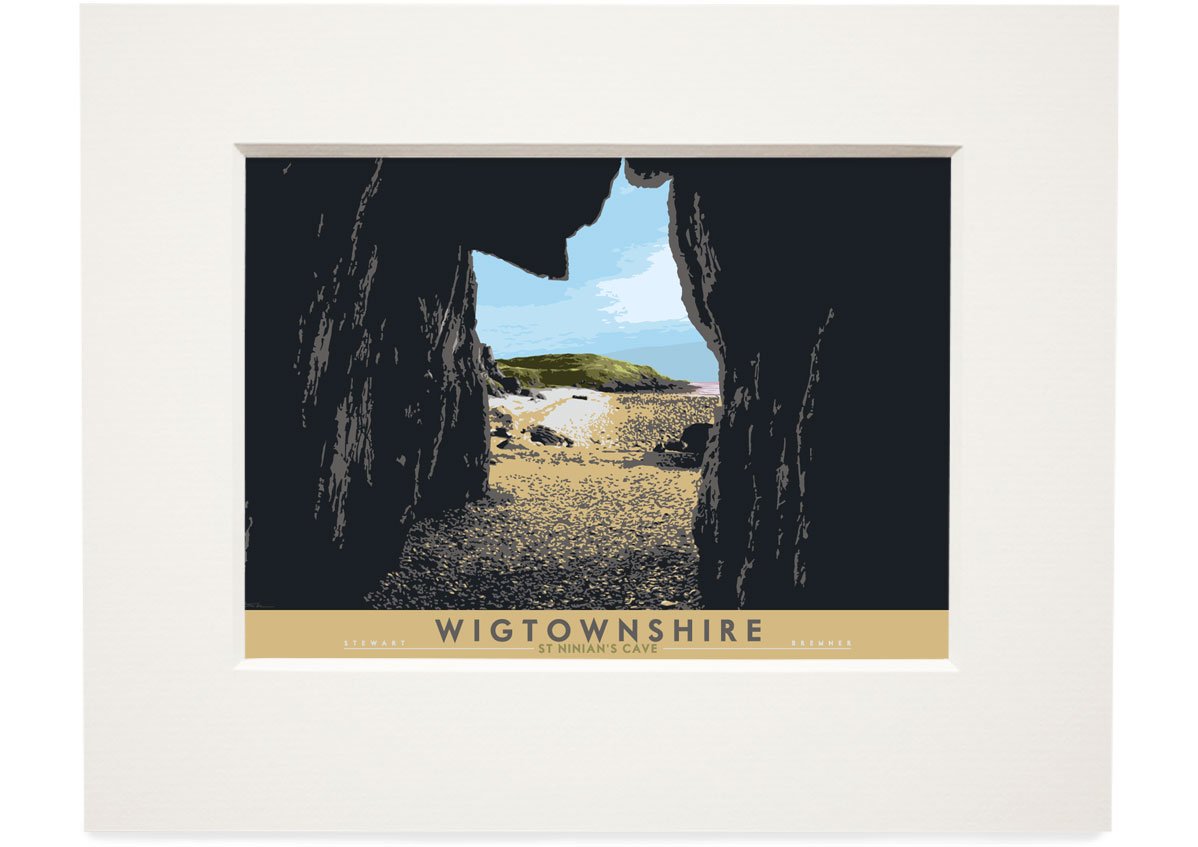 Wigtownshire: St Ninian’s Cave – small mounted print - natural - Indy Prints by Stewart Bremner