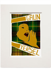 Gaun yersel (on tartan) – small – Indy Prints by Stewart Bremner mounted print