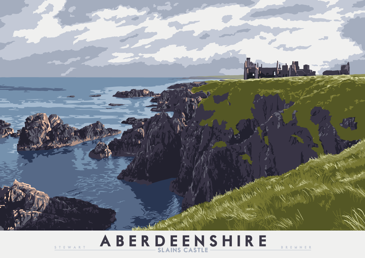 Aberdeenshire: Slains Castle – poster - natural - Indy Prints by Stewart Bremner