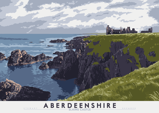 Aberdeenshire: Slains Castle – giclée print - orange - Indy Prints by Stewart Bremner