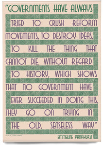 Governments try to crush… – Emmeline Pankhurst – card – magnet - Indy Prints by Stewart Bremner