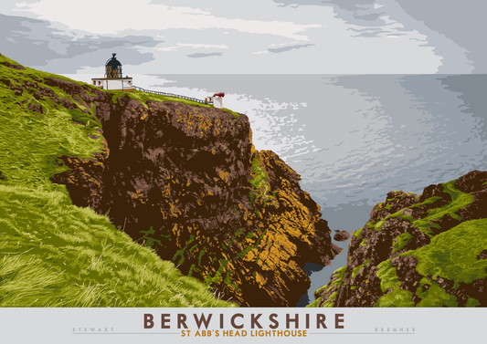 Berwickshire: St Abb’s Head Lighthouse – giclée print - yellow - Indy Prints by Stewart Bremner
