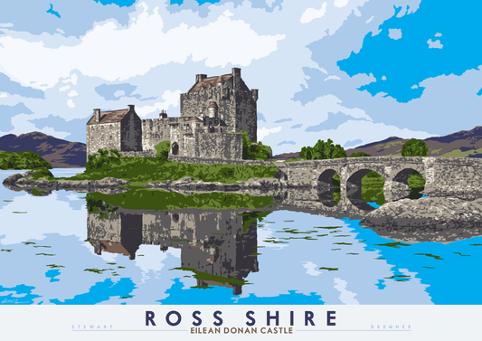 Ross-shire: Eilean Donan Castle – giclée print - yellow - Indy Prints by Stewart Bremner