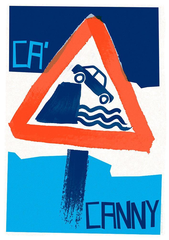Ca' canny – giclée print - blue - Indy Prints by Stewart Bremner
