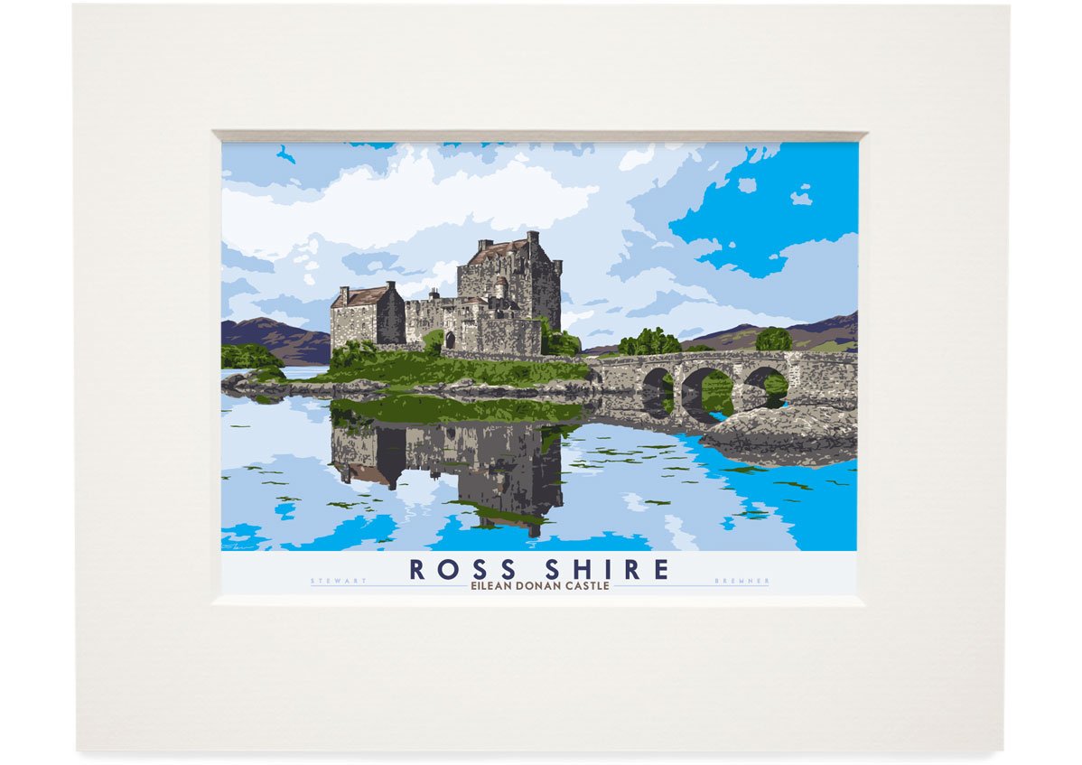 Ross-shire: Eilean Donan Castle – small mounted print - natural - Indy Prints by Stewart Bremner