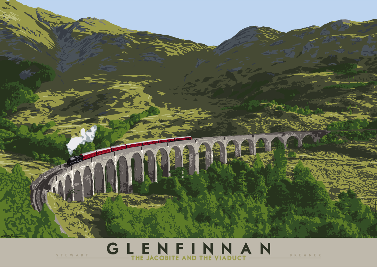 Glenfinnan: The Jacobite and The Viaduct – giclée print - natural - Indy Prints by Stewart Bremner