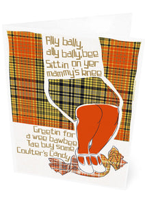 Ally bally bee (on tartan) – card – Indy Prints by Stewart Bremner