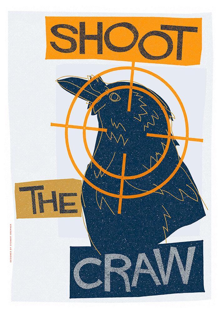 Shoot the craw – giclée print - blue - Indy Prints by Stewart Bremner