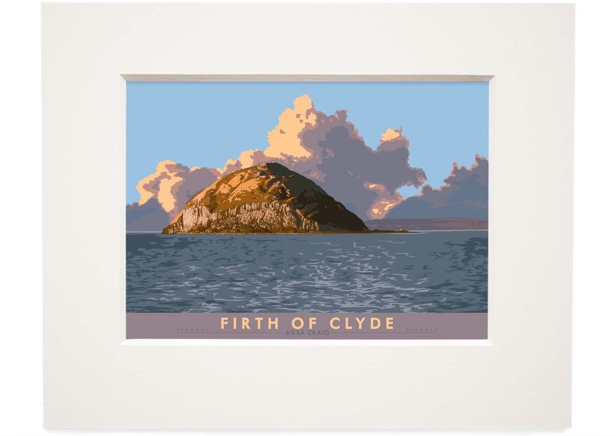Firth of Clyde: Ailsa Craig – small mounted print - natural - Indy Prints by Stewart Bremner