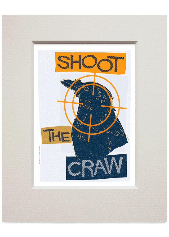 Shoot the craw – small mounted print - blue - Indy Prints by Stewart Bremner