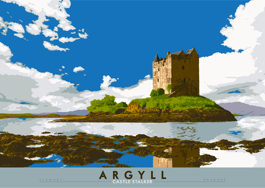 Argyll: Castle Stalker – giclée print - grey - Indy Prints by Stewart Bremner