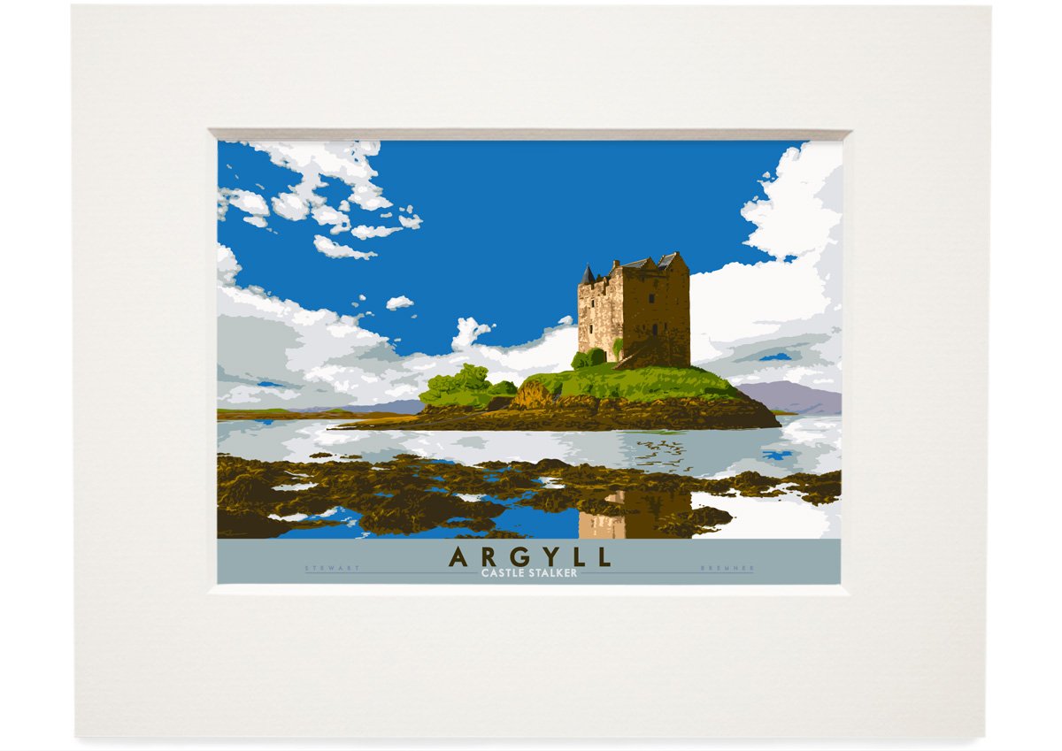 Argyll: Castle Stalker – small mounted print - natural - Indy Prints by Stewart Bremner