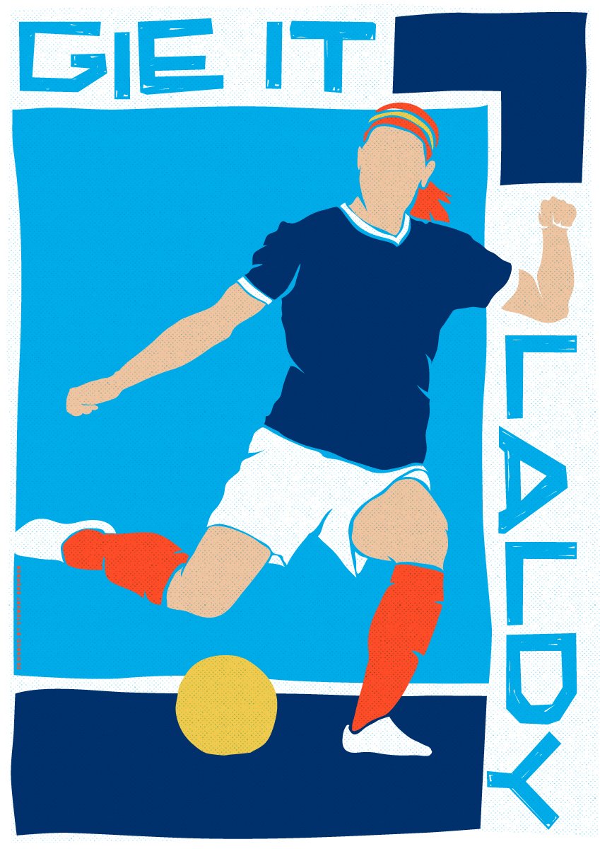 Gie it laldy – football – poster - blue - Indy Prints by Stewart Bremner