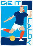 Gie it laldy – football – giclée print - blue - Indy Prints by Stewart Bremner