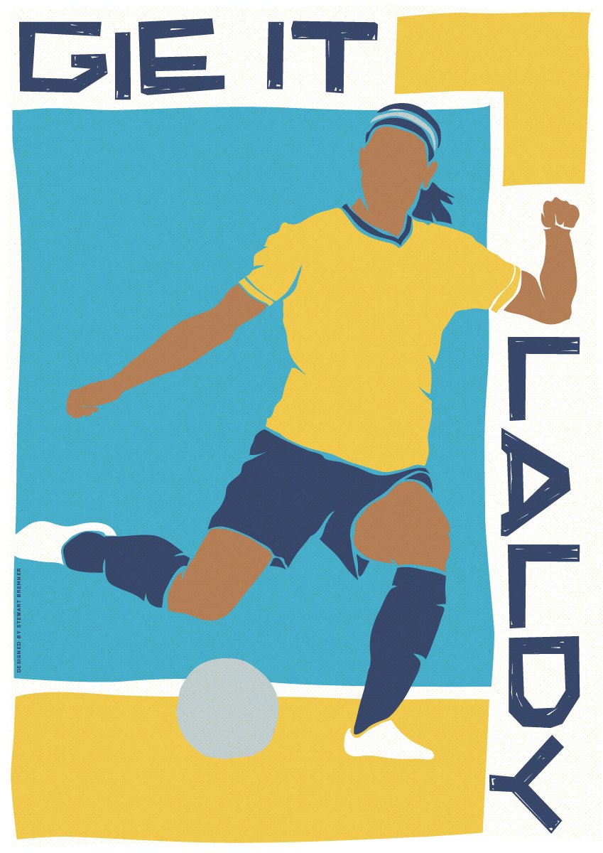 Gie it laldy – football – poster - yellow - Indy Prints by Stewart Bremner