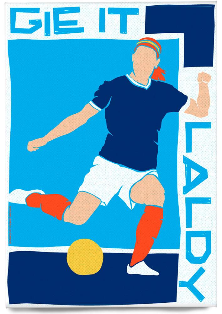 Gie it laldy – football – magnet - blue - Indy Prints by Stewart Bremner