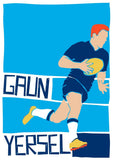 Gaun yersel – rugby – giclée print - blue - Indy Prints by Stewart Bremner