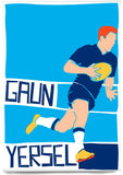 Gaun yersel – rugby – magnet - blue - Indy Prints by Stewart Bremner