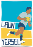Gaun yersel – rugby – magnet - yellow - Indy Prints by Stewart Bremner