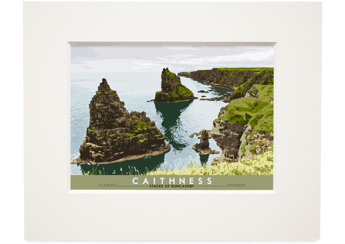 Caithness: Stacks of Duncansby – small mounted print - natural - Indy Prints by Stewart Bremner