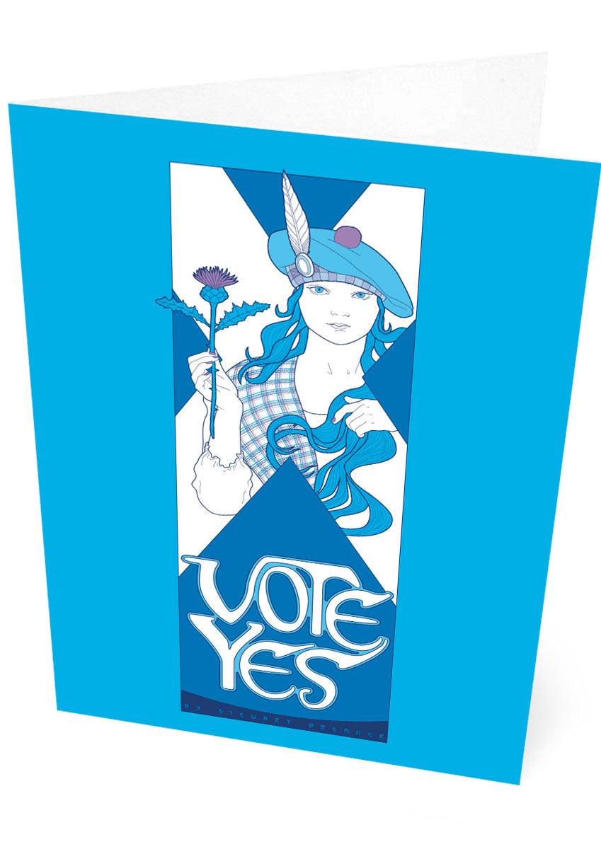 Vote Yes – blue – card - Indy Prints by Stewart Bremner