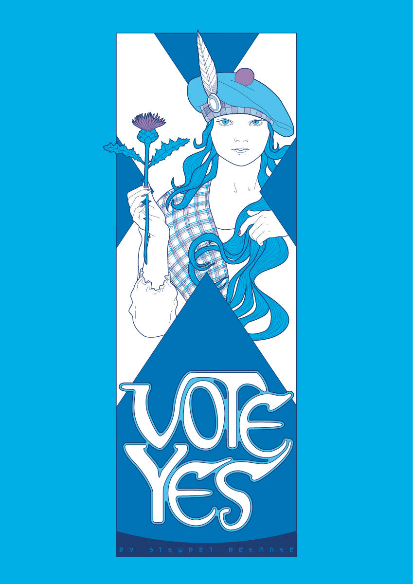 Vote Yes – blue – giclée print - Indy Prints by Stewart Bremner