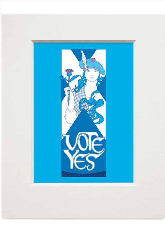 Vote Yes – blue – small mounted print - Indy Prints by Stewart Bremner