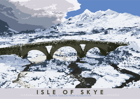 Isle of Skye: Black Cuillin from Sligachan – giclée print - orange - Indy Prints by Stewart Bremner