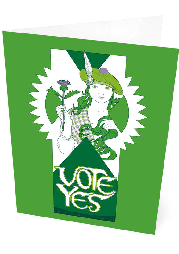 Vote Yes – green – card - Indy Prints by Stewart Bremner