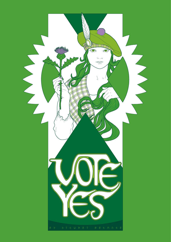 Vote Yes – green – giclée print - Indy Prints by Stewart Bremner