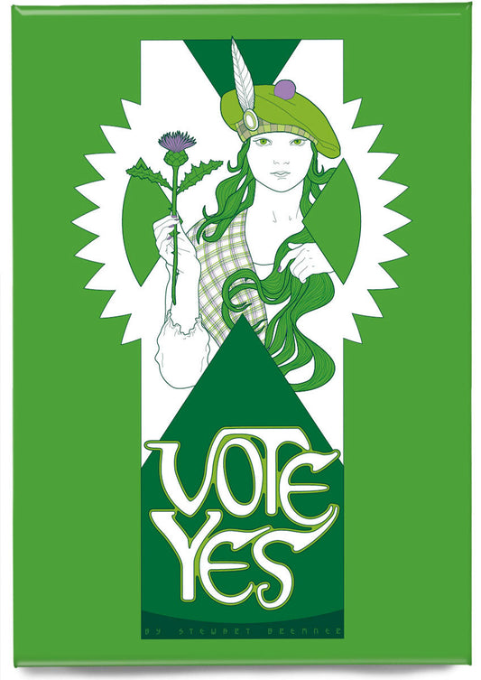 Vote Yes – green – magnet - Indy Prints by Stewart Bremner