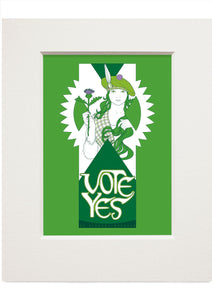 Vote Yes – green – small mounted print - Indy Prints by Stewart Bremner