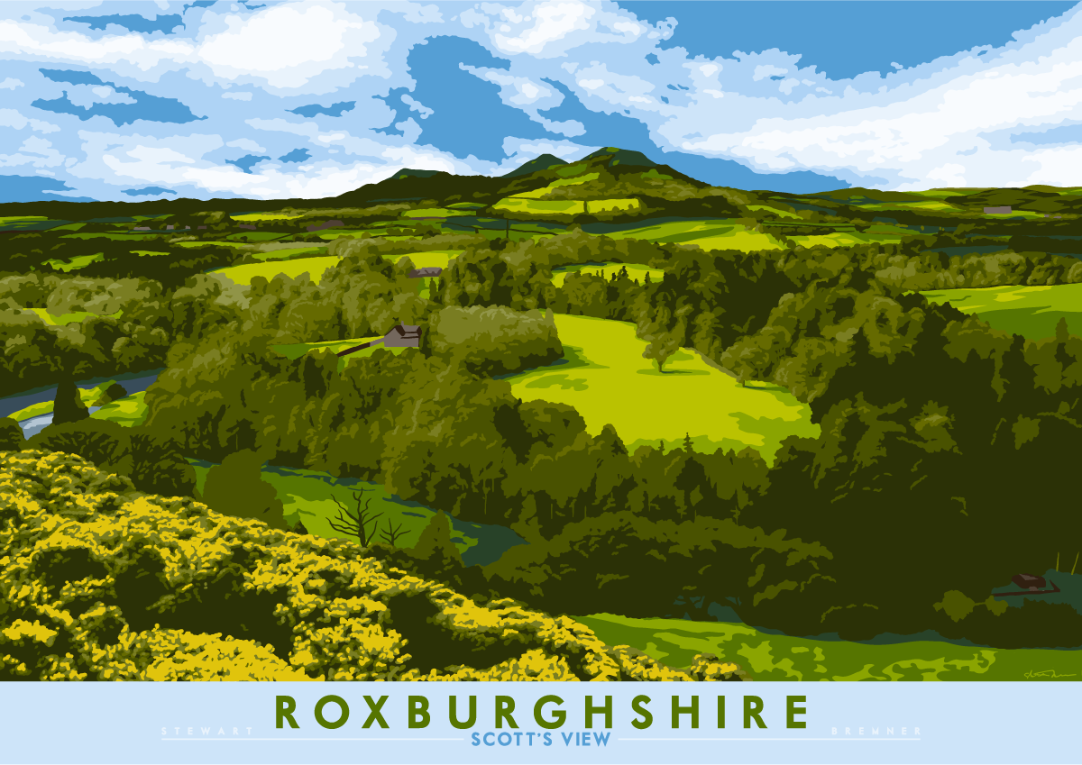 Roxburghshire: Scott’s View – giclée print - natural - Indy Prints by Stewart Bremner