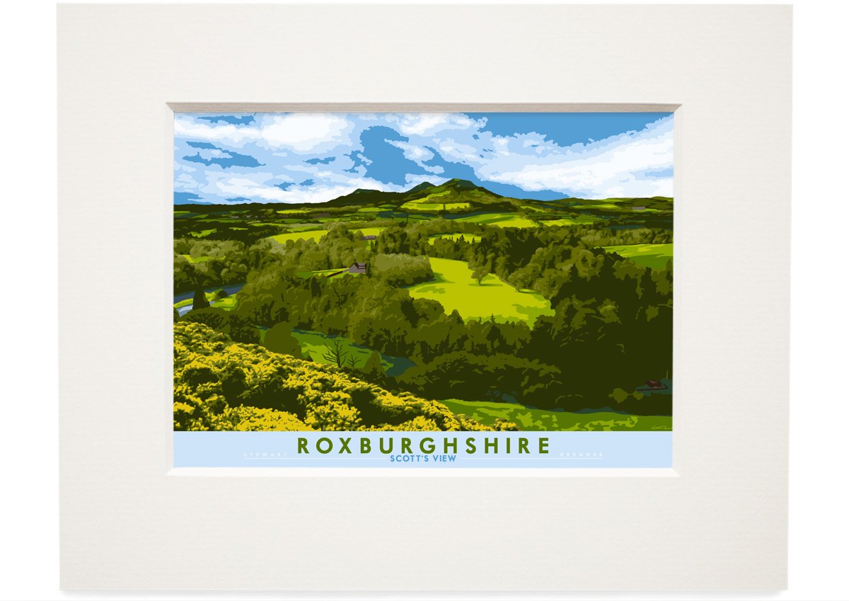 Roxburghshire: Scott’s View – small mounted print - natural - Indy Prints by Stewart Bremner