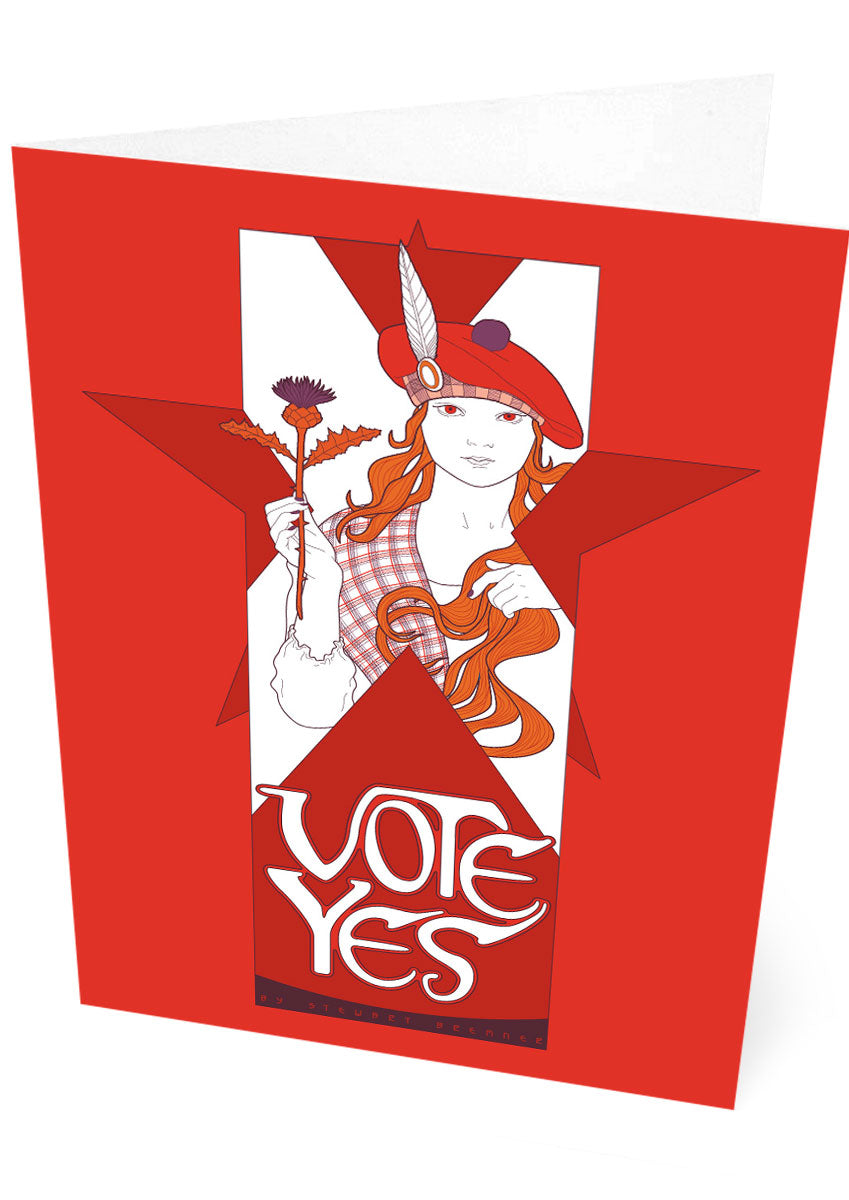 Vote Yes – red – card - Indy Prints by Stewart Bremner