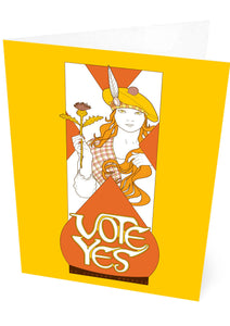 Vote Yes – yellow – card - Indy Prints by Stewart Bremner