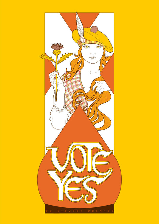 Vote Yes – yellow – giclée print - Indy Prints by Stewart Bremner