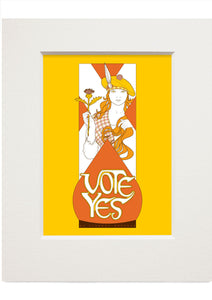 Vote Yes – yellow – small mounted print - Indy Prints by Stewart Bremner